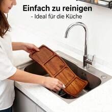 Rosewood Compartment Fruit Tray, Round Wooden Serving Platter, Solid Wood Dessert Plate, Multi-Functional Snack Tableware, Washable And Displayable Food Plate For Coffee, Tea, Cake, Cheese, Bread, Home And Kitchen Decor - Ideal For Gifts, Parties, Gatherings, Halloween, Christmas - Ginger - View 6