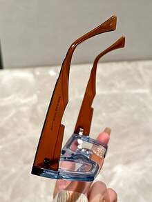 Classic Retro Women's Fashion Glasses, Geometric Frame Transparent Lens Reading Flat Lens, Unisex Light,Marriage, Party, Music Festival, Reading, Street Photography Check-In, Ladies' Glasses - Trong sáng - Xem 7