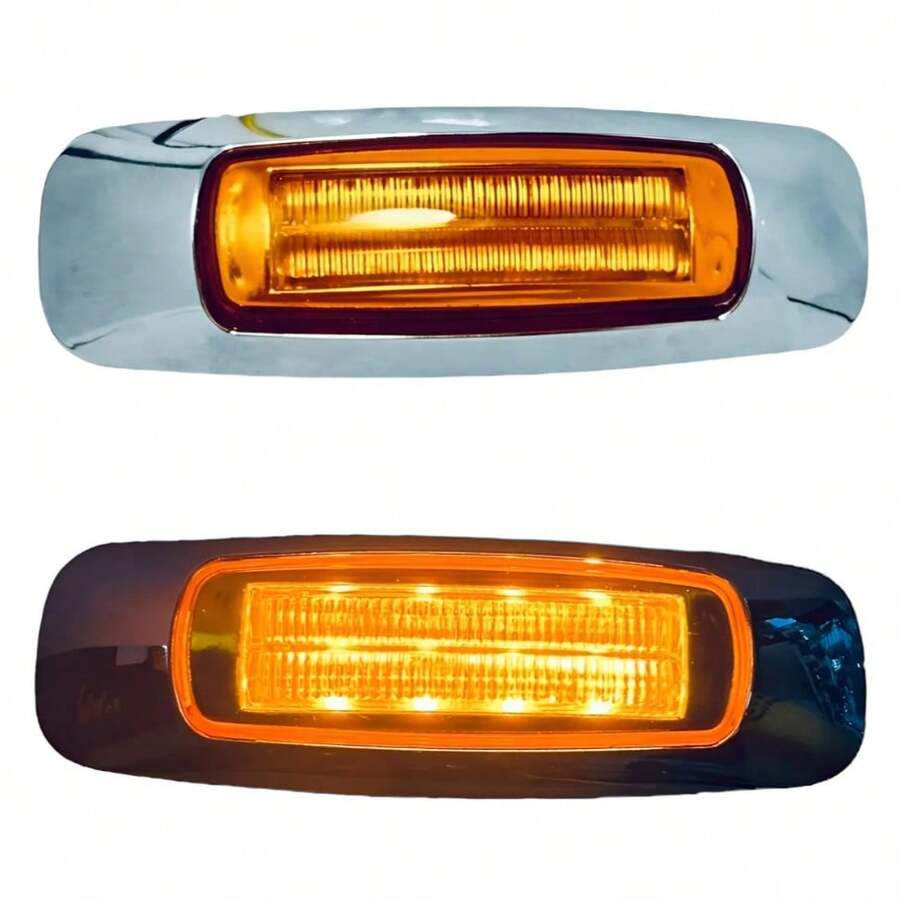 Side Ceiling Light With Chrome Finish And 8 Amber LEDs • Integrated Steady On And Strobe Functions For Versatile Outdoor Signaling • Compatible With 12V And 24V Electrical Systems • Compact And Durable Design For Continuous Use In Exposure Environments • Clear And Uniform Light Projection With Low Energy Consumption • Lens That Enhances Brightness Diffusion And Provides Outstanding Visibility • Quick Installation Without Complex Tools • Ideal For Upgrading, Replacing, Or New Installations In Outdoor Lighting Projects - Orange - View 1