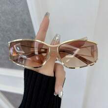 1 Pair Classic Oval Fashionable Sunglasses, Unisex, Retro Round Casual Personalized Sunglasses - Black - View 2