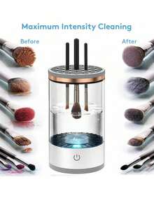 Nettoyeur et séchoir électrique portable alimenté par USB pour pinceaux de maquillage, design compact pour la maison et les voyages, cadeau idéal pour les femmes, accessoire de beauté parfait. Caractéristiques : tête de pinceau de maquillage en caoutchouc et fonction de nettoyage rapide. - Multicolore - Voir 5