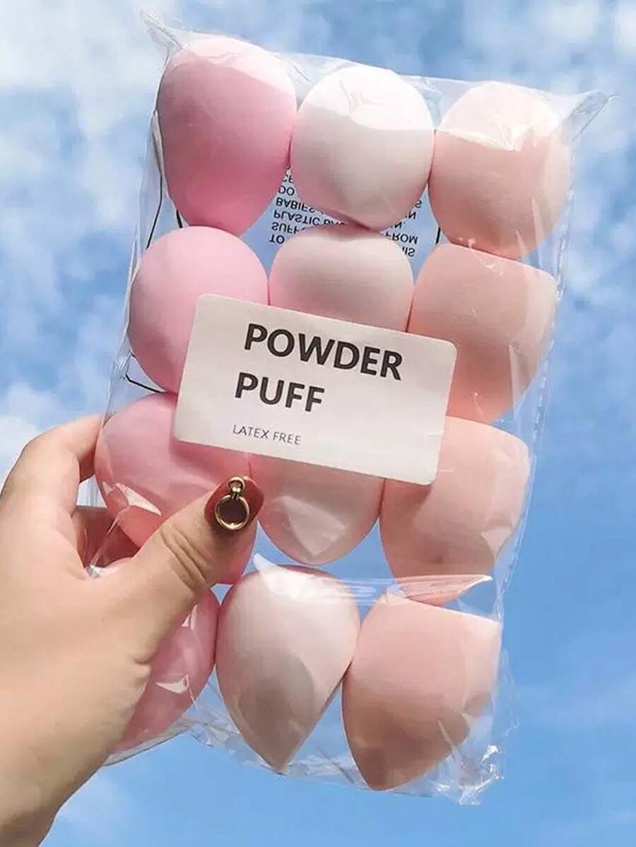 4-Piece Latex-Free Makeup Sponge Set With 4 Storage Bags – Random Colors Water Drop Shape, Wet/Dry Use For Foundation/Touch-Up, Easy To Use, No Powder Waste - 彩色 - 查看 1
