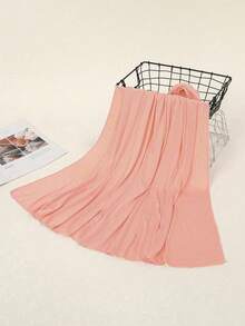 1PC Women's New Large Size Hijab Headscarf Long Scarf Solid Color Casual Soft - Baby Pink - View 3