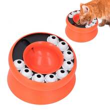 Interactive Slow Feeder For Cats - Brain-Stimulating Entertainment - Promotes Healthy Eating Habits And Weight Control - Orange - 200ml - View 3