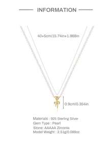 1件珍珠蝴蝶项链手链，925纯银，女士经典浪漫风格，18K镀金，适合日常佩戴、婚礼、派对、订婚、圣诞节等场合，精美珠宝 - 金黃色 - 查看 8