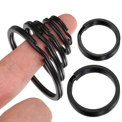 10pcs Multi-Size Black Flat Key Rings, Metal Key Chains Suitable For DIY Keychain, Bag Accessories