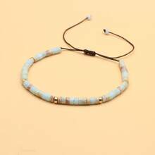 1PC 4mm Natural Stone Bracelet, Amethyst Wood Grain Turquoise Design For Gift Exchange Handmade Braided Unisex Beaded Bracelet Bridal Shower Festival Travel All Seasons Fashion Bohemian Retro Accessories - 壽山石(優化) - 查看 12