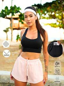 Women's Shorts With Drawstring, Lining, And Inner Pocket. - Baby Pink - View 2