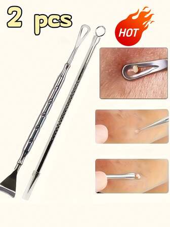 2/3pcs Stainless Steel Double-Headed Facial Cleansing Tool - Suitable For All Cleansing Scenarios, Portable Skincare Accessory, Ergonomic Handle, No Power Required, Smooth Metal Surface, Skincare Device, Facial Cleansing Accessory, Streamlined Design, Compact Tool, Deep Cleansing, Beauty Tool, Modern Skincare, Compact Device, Anti-Rust, Premium Metal, Manual Cleansing Device, Handheld Tool, Daily Skincare, Beauty Enthusiasts