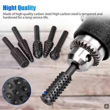 Wood Carving Rasp Drill Bits 1/4 Shank Rotary Files Woodworking Burrs Grinding Tool Cutting Engraving Deburring Shaping Grooving - Black - View 10