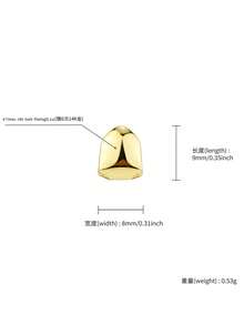 RACHELZ 經典光滑表面大號與小號單齒牙套嘻哈亮面牙帽 中性飾品 派對禮物聖誕配件 - 金小號 - 查看 3
