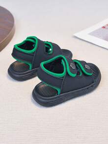 1 Pair Unisex Flat Open Toe Sandals, Soft Sole Non-Slip Baby Beach Shoes, Suitable For Summer - Black - View 9