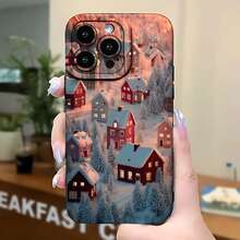 2026 nueva funda de teléfono esmerilada, funda de teléfono con impresión de casas de pueblo de invierno y paisaje nevado para iPhone 17 14 13 12 11 Pro Max Se  Galaxy S23 S22 S21 S20 A54 A53 A52 A51 A73 A72 A71, funda de teléfono para pareja, regalo para novio y novia, regalo de vacaciones - Blanco antiguo - Ver 5