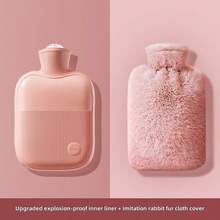 1pc 500ml/1000ml/2000ml Water Filling PVC Hot Water Bottle, Anti-Explosion With Cute Plush Cover