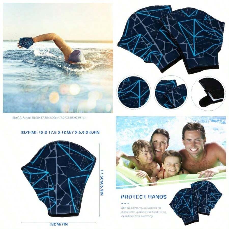 Guantes Natacin Palmeados Webbed Swim Gloves para Entrenamiento Acutico Proteccin Manos Antideslizantes Cmodos Azul Marino Talla - Colores surtidos - Ver 1