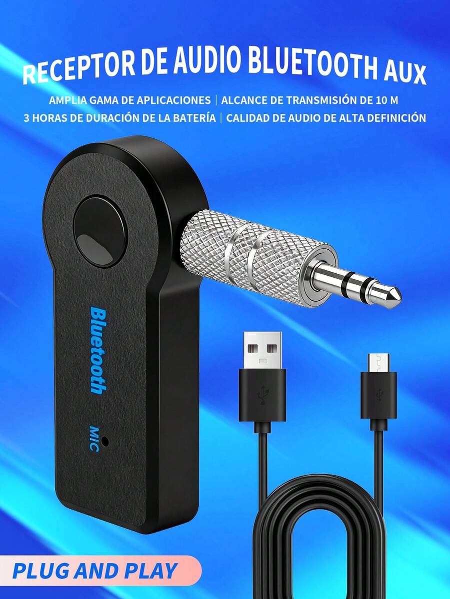 Mini receptor de Audio con Bluetooth 5,0, Receptor Bluetooth auxiliar para coche,adaptador inalámbrico de manos libres, estéreo, AUX, USB, para PC, auriculares, Coche, receptor estéreo manos libres para teléfono móvil.