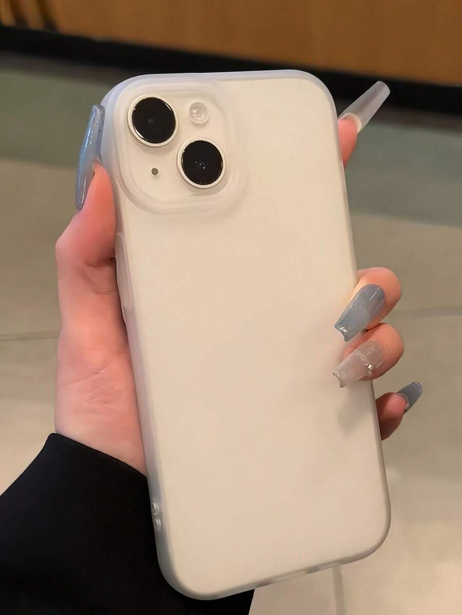 1pc Transparent Minimalist Full Coverage TPU Shockproof Phone Case Compatible With IPhone 17, 16, 15, 14, 13, 12, 11 Pro Max, Air - Matte White - View 1