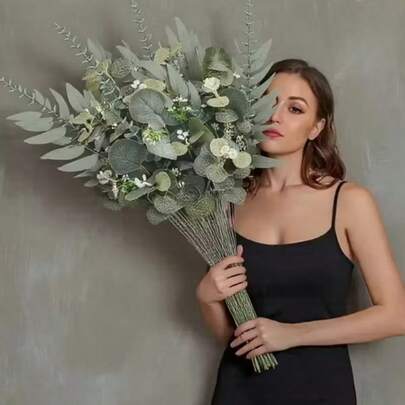 12pcs Artificial Eucalyptus Leaves Bouquet - Includes 4 Colors (Lavender Purple, Pure White, Gold, Mint Green) Realistic Green Plants, Plastic Fake Eucalyptus Leaves, Suitable For Weddings, Home Decor, Christmas, Valentine's Day And Year-Round Center Pieces, Tabletop Decor, Seasonal Decorations, Decorative Branches, Lifelike Foliage, Decorative Stems, Ideal For Holiday Shoppers And Event Planners.