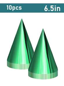 6pcs/10pcs Assorted Colorful Cone Party Hats, 6 Colors, Elastic String, Birthday Party Supplies, Holiday Party Decorations (Metallic Blue/Green/Gold/Silver/Rose Red/Red) - Multicolor - View 18