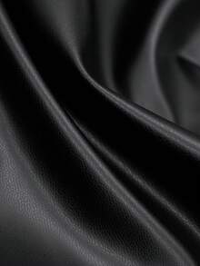 复古休闲摩托车风女式皮夹克，轻薄哑光面料，时尚拉链设计，春季黑色款 - 黑色 - 查看 10