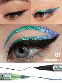 Pudaier Bút kẻ mắt Chameleon - Chống thấm nước và mồ hôi, đầu bút mảnh giúp tránh lem, màu đen phù hợp cho trang điểm hàng ngày; màu Chameleon phù hợp cho nhiều dịp tiệc tùng. - #01 - Xem 2