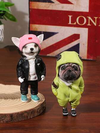 1件仿真狗玩偶手工装饰品 Mogwai 手工玩偶背包狗家居装饰品背包狗树脂工艺家居装饰品可爱时尚动物仿真狗装饰品