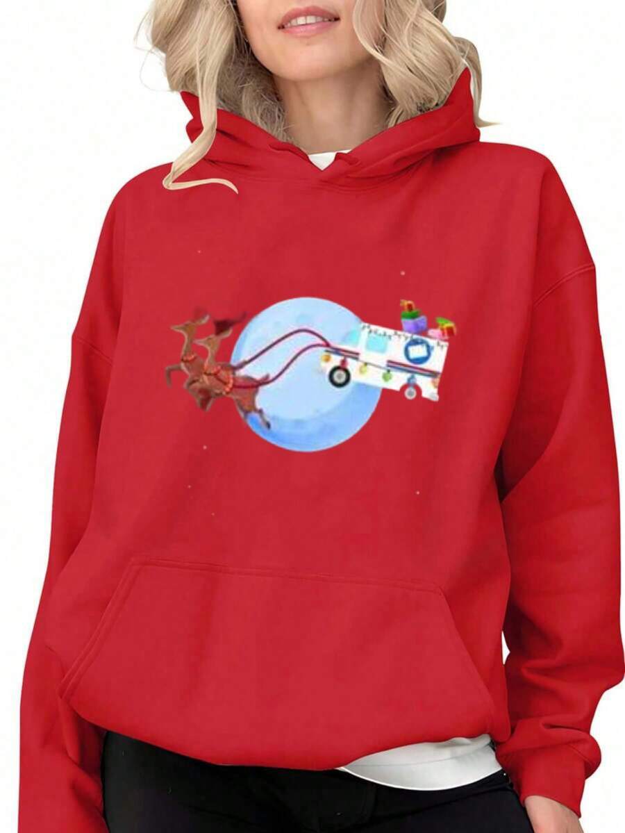 Postal Worker Christmas Mail Truck Funny Mailman Gift Pullover Hoodie - Comfort Meets Style - Best Gifts For Men Women Dad Mom Sister Brother Friends,Fall Hoodies,Men's Fall Clothes,Street Wear,Halloween,Mens Hoodies,Y2k Clothes,Jesus Hoodie,Thanksgiving Day,Nightmare Before Christmas,Christmas - 紅色 - 查看 1