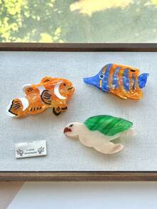 1 pièce Pince à cheveux acrylique série océan, étoile de mer, soleil, cœur, souris, coquillage en gros pour le transfrontalier. Accessoires pour cheveux élégants avec pince à cheveux - Multicolore - Voir 3