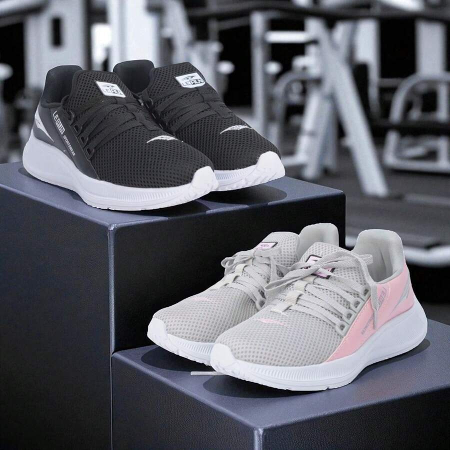 2-PAIR KIT Women's Black/Gray-Pink Sneakers – Comfortable, Anatomical And Lightweight, Ideal For Walking, Running And Gym Sizes 34-39 - REF01 黑色/灰色 粉紅色 - 查看 1