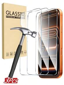 3 piezas de protector de pantalla de vidrio templado de alta definición ultra resistente y compatible con iPhone 17/17Pro/17Air/17Pro Max, 16/16Pro/16Plus/16Pro Max, 15/15Plus/15Pro/15Pro Max, 14/14Plus/14Pro/14Pro Max, 13 Mini/13/13Pro/13Pro Max, 12 Mini/12/12Pro/12Pro Max, 11/11Pro/11Pro Max. Resistente a arañazos, a golpes, a huellas dactilares, con dureza 9H y fácil de instalar. - transparente - Ver 29