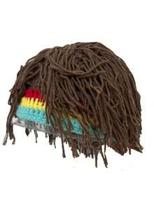 1顶男女通用雷鬼脏辫假发帽，趣味针织帽，时尚街头朋克摇滚滑雪帽