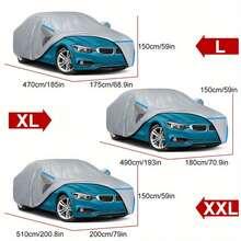 Gray Zipper Car Cover, Scratch-Resistant, Easy To Install, UV-Resistant And Non-Heat Absorbing, Durable And Non-Fading, With Orange Reflective Stripe For Protection, Fits All Vehicle Models. - Grey - View 6