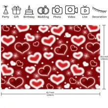 1pc Romantic Anniversary Photoshoot Backdrop, Red & Pink Heart Themed Romantic Love Background, "I Love You" Party Banner Decor For Valentine's Day, Mother's Day, Studio Props, Size: 82.7*59.1/59.1*39.4/39.4*29.5 Inches - Multicolor - View 13