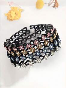 4 pezzi Elegante fascia per capelli/cerchietto decorato con fiori in strass antiscivolo, adatto per ragazze - Accessori per capelli decorativi floreali - Adatto per uso quotidiano, feste e occasioni speciali - Multicolore - Visualizzare 6