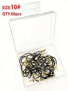 60 pièces Hameçons en acier au tungstène noir et or avec barbes, convenant pour la capture de la carpe, de la perche, de la carpe, accessoires de pêche - Noir - Voir 8