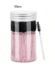 100 Pcs Disposable Mascara Wands, Crystal Eyebrow Spoolies Brush For Eyelash Extensions, Lash Brushes With Container (Black, Pink) - Multicolor - View 7