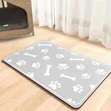 1pc Black Leopard Print Pet Feeding Mat, Waterproof Bottom, Dirt-Resistant Surface, Suitable For Cats And Dogs - White - View 12