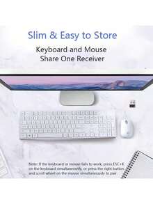 HP CS10升級版無線鍵盤滑鼠套裝 長續航無線鍵鼠套裝 靜音按鍵自動休眠 即插即用於電腦桌上型筆記型電腦 白色 - 白色 - 查看 5