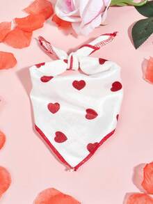 1pc Polyester Heart-Shaped Pet Bandana, Suitable For Small Poodle And Bichon Frise Dogs, Suitable For All Seasons