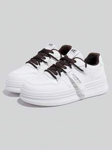 1双女士时尚休闲运动鞋，多功能系带厚底运动鞋 - 棕色 - 查看 7