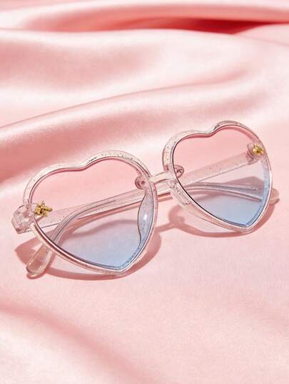 1 par de gafas de niña con corazones brillantes de color rosa y diseño de dibujos animados