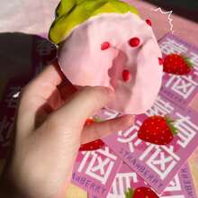 Cream Pink Strawberry Slow Rebound Squeeze Toy, Soft Healing Stress Relief Gadget, Girly Fluffy Strawberry Squeeze Toy With Plush Slow Rebound Texture, Fresh Sweet Atmosphere, Portable Relaxation Toy, Interactive Gift, Perfect For Birthday, Gift - Multicolor - View 4