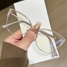 Stylish  Glasses - Large Frame, Oval Fashion Eyewear For All Face Shapes, Eye Protection Accessories - Pink Gold - View 2