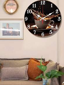 1 Stück 10 Zoll/12 Zoll moderner Kaffeetassen-Spritzer Holz Wanduhr für Wohnzimmer Schlafzimmer Küche Heim Dekoration Wanduhr Quarzuhr ohne Tickgeräusch Geschenk (ohne Batterien) - Verschiedenfarbig - Übersicht 6