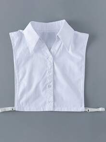3 Pieces2 Pieces/1-Piece Solid-Color Minimalist Shirt With Detachable Mock Collar, Professional Multifunctional Pointed Mock Collar Suitable For Autumn And Winter Apparel Accessories. Available In Plus Sizes For Both Men And Women, Pairs Well With Low-Neck Sweaters, Graduation Gowns, And Formal Suit Jackets - White - View 2