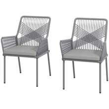 Set Of 2 Outsunny Rattan Garden Chairs With Removable Armrests And Weather-Resistant Seat Cushions. Outdoor Dining Or Balcony Chairs, Dark Grey. - Grey - View 1
