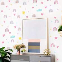 4pcs/Set Colorful Rainbow Star Heart Wall Stickers, Cute Children's Room Decor, Removable Self-Adhesive Wall Decals For Bedroom, Living Room, Nursery