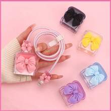 Pink Portable Electronic Organizer Case (Compatible With IPhone 15W Charger, 14 13 Pro Max), For Cables, Chargers, USB Drives - Zipper Closure, Travel-Friendly Accessory Pouch, Travel Essentials, School Supplies, Christmas & Valentine's Day Gift For College Students - Multicolor - View 6