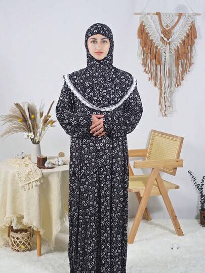 Abaya de oración musulmana larga, túnica holgada y transpirable, tela sin estiramiento, perfecta para el uso diario y la adoración del Ramadán de las mujeres, para usar todo el año