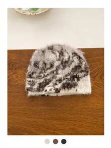 复古提花抓绒针织帽，冬季保暖耳罩针织帽，男士保暖毛绒针织帽，撞色保暖内衬针织无檐帽，保暖护耳帽，度假必备 - 彩色 - 查看 2